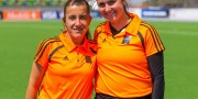 Lelia Sacre (Canadá, derecha) con Maricel Sánchez (Argentina) - Copa Panamericana 2013, Mendoza