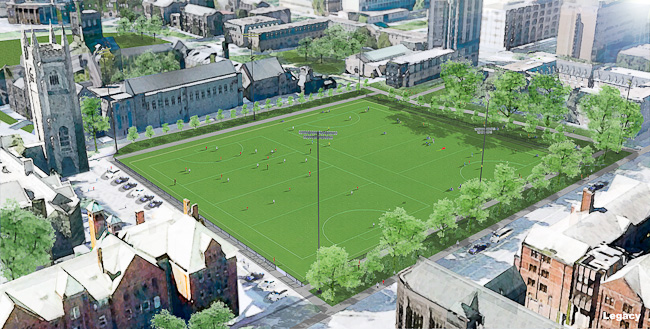 Future turfs on the University of Toronto Campus, where the 2015 Pan American Games will be played