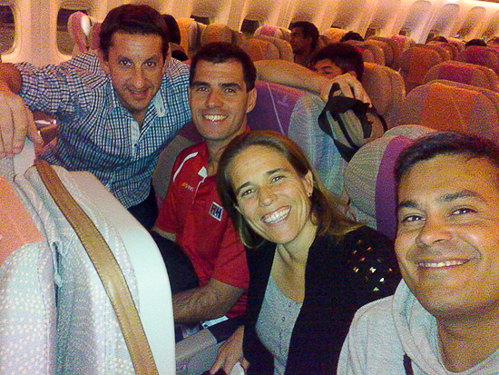 Daniel Lopez Ramos, German Montes de Oca, Carolina de la Fuente y Fernando Gómez en su camino a China