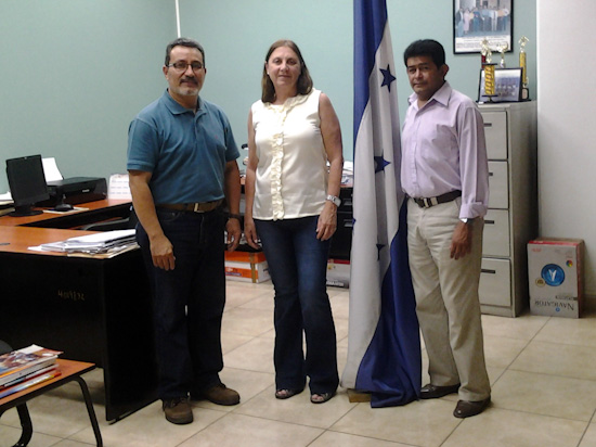 Head of the Physical Education Department of Universidad Pedagógica Nacional Francisco Morazán, Mr. Ramón Antonio Vega, Norin Palencia, President of the Honduran Federation of Hockey, Laura Macchiotti , PAHF Events Coordinator