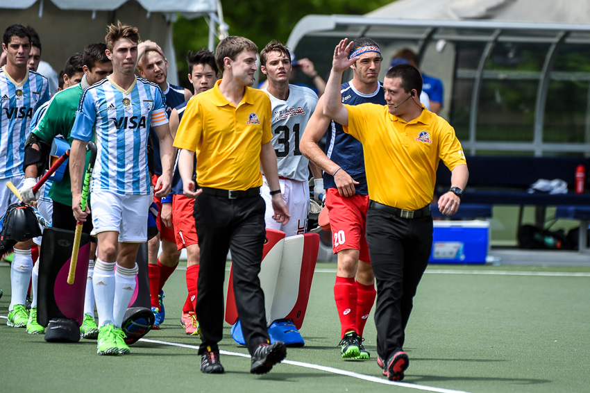 2016 Junior Pan Am Championship - ARG vs. USA - Umpires Paul Walker (left) and Tyler Klenk