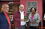 Victor Tomlinson (JHF President), Antonio Von Ondarzo (PAHF President) and Hon. Olivia Babsy Grange (Minister of Sports, Jamaica)